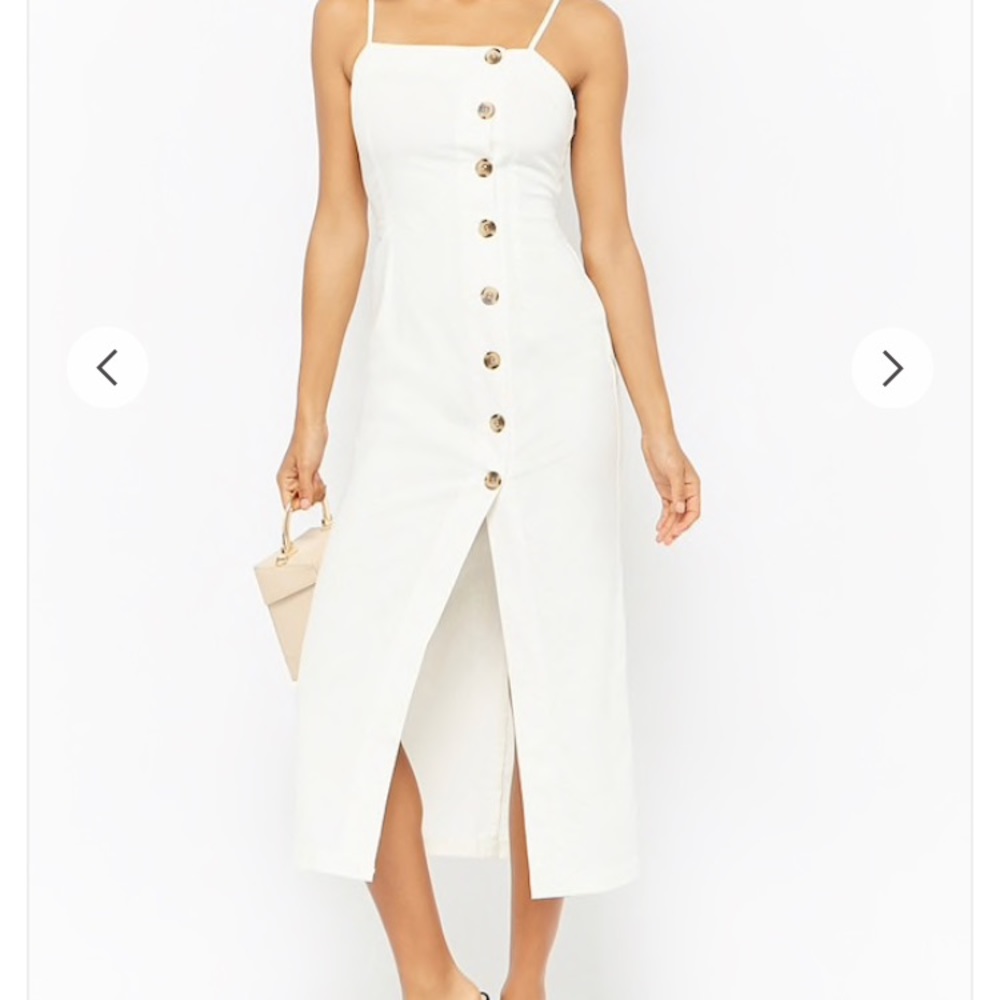 ETOPHE STUDIOS IVORY LINEN BOTTON DRESS